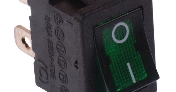 Green On-Off 110V illuminated Rectangle Rocker Switch DPST