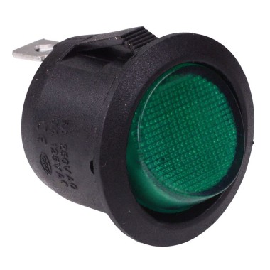 Red On-Off 12V illuminated Circular Rocker Switch SPST 10A