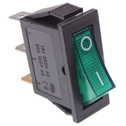 Green On-Off illuminated Rectangle Rocker Switch SPST 230V