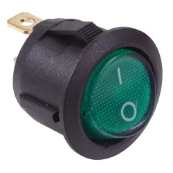 Green On-Off illuminated Round Rocker Switch SPST 230V