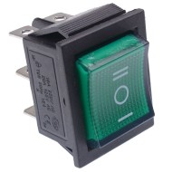 Green On-Off-On illuminated Rectangle Rocker Switch DPDT 230V Green On-Off-On illuminated Rectangle Rocker Switch DPDT 230V