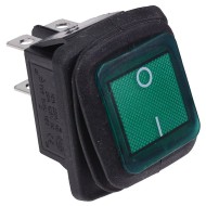 Green Rectangle Illuminated On-Off Waterproof Rocker Switch 20A DPST IP67 Green Rectangle Illuminated On-Off Waterproof Rocker Switch 20A DPST IP67