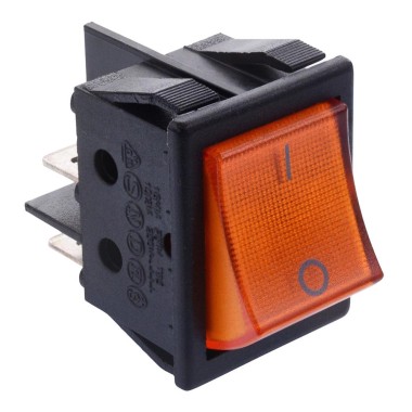 Red On-Off 230V illuminated Round Rocker Switch DPST 10A
