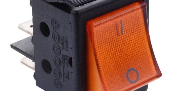 Orange On-Off 110V illuminated Rocker Switch DPST 16A