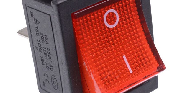 Red illuminated Large On-Off Rocker Switch 230V