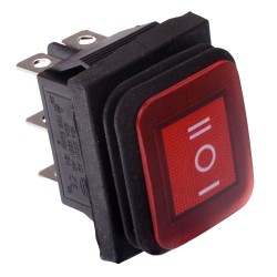 Red Illuminated On-Off-On Waterproof Rocker Switch 20A DPDT IP67 Red Illuminated On-Off-On Waterproof Rocker Switch 20A DPDT IP67