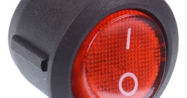 Red illuminated On-Off Round Rocker Switch 230V SPST