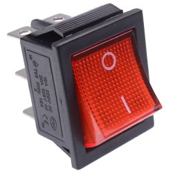 Red illuminated On-On Rectangle Rocker Switch 220V DPDT Red illuminated On-On Rectangle Rocker Switch 220V DPDT