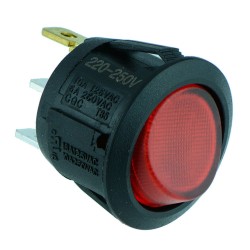 Red illuminated Round Rocker Switch SPST 230V 10A R13-112B-02 Red illuminated Round Rocker Switch SPST 230V 10A R13-112B-02
