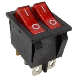 Red LED Dual On-Off Rectangle Rocker Switch 230V
