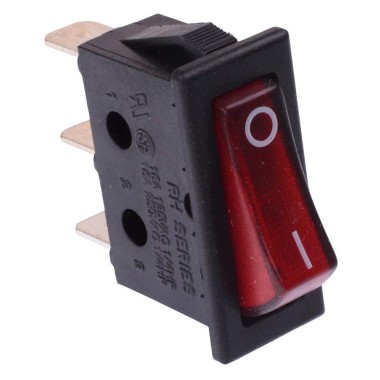 Red On-Off 230V illuminated Round Rocker Switch DPST 10A