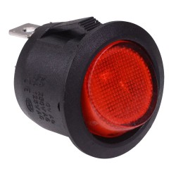Red On-Off 12V illuminated Circular Rocker Switch SPST 10A
