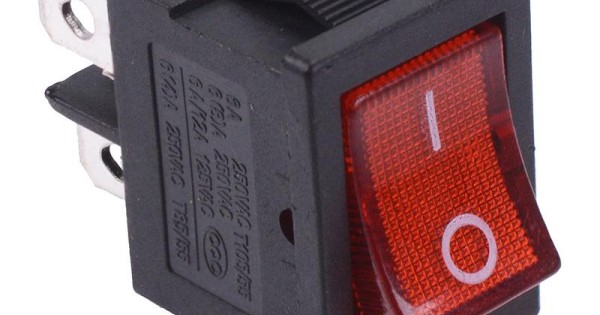 Red On-Off illuminated Rectangle Rocker Switch DPST 230V