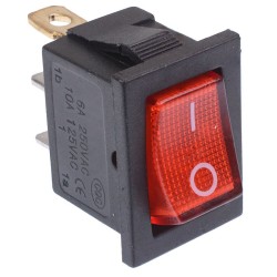 Red On-Off illuminated Rectangle Rocker Switch SPST 230V