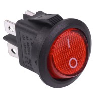 Red On-Off illuminated Round Rocker Switch DPST 230V Red On-Off illuminated Round Rocker Switch DPST 230V