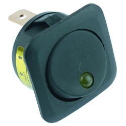 Yellow Dot illuminated Circular Rocker Switch SPST 12V