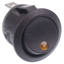 Yellow illuminated Dot On-Off Round Rocker Switch 12V SPST