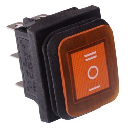 Yellow Illuminated On-Off-On Waterproof Rocker Switch 20A DPDT IP67