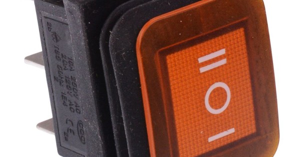 Illuminated On-Off-On Waterproof Rocker Switch 20A DPDT IP67