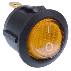 Yellow illuminated On-Off Round Rocker Switch 12V SPST