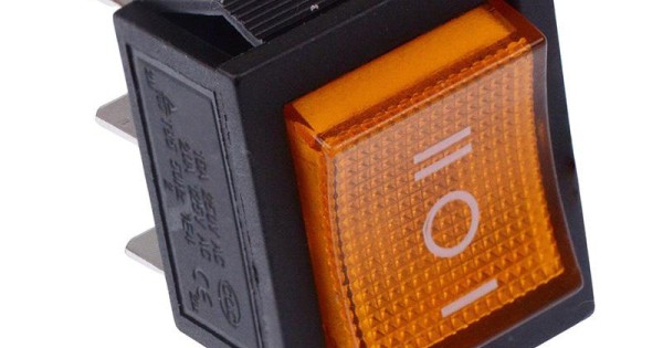 Yellow On-Off-On illuminated Rectangle Rocker Switch DPDT