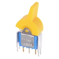 Yellow Paddle On-On PCB Rocker Switch SPDT 0.4A 20V 7036YCDB  Yellow Paddle On-On PCB Rocker Switch SPDT 0.4A 20V 7036YCDB