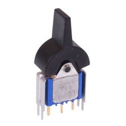 Black Paddle (On)-Off-(On) Momentary PCB Rocker Switch SPDT 4A 30VDC 7037Y6ADB  Black Paddle (On)-Off-(On) Momentary PCB Rocker Switch SPDT 4A 30VDC 7037Y6ADB