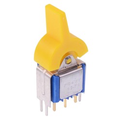 Yellow Paddle On-(On) Momentary PCB Rocker Switch DPDT 0.4A 20V 7042YCDB 