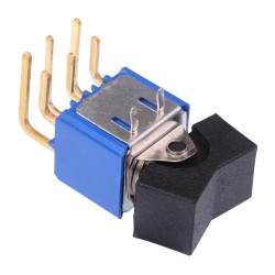Black On-Off-(On) Momentary Right Angle PCB Rocker Switch DPDT 0.4A 20V 7948WCD  Black On-Off-(On) Momentary Right Angle PCB Rocker Switch DPDT 0.4A 20V 7948WCD