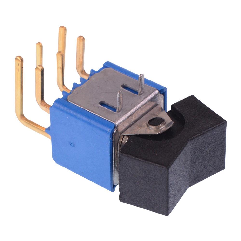 Black On-Off-On Right Angle PCB Rocker Switch DPDT 0.4A 20V