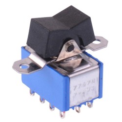 Black (On)-Off-(On) Momentary Panel Mount Rocker Switch 4PDT 4A 30VDC 7767NAB  Black (On)-Off-(On) Momentary Panel Mount Rocker Switch 4PDT 4A 30VDC 7767NAB