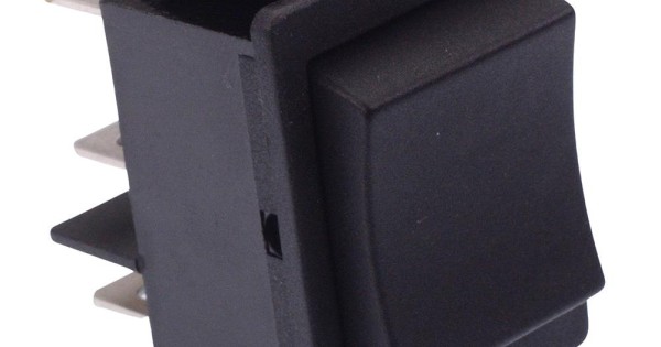 Black (On)-Off-(On) Momentary Rocker Switch 30 x 22.2mm DPDT