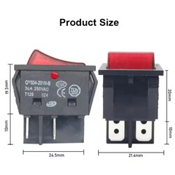 Large Size Large Current 4PIN on Off Red Light Welding Machine KCD4 Heavy Duty 30A Round Rocker Switches