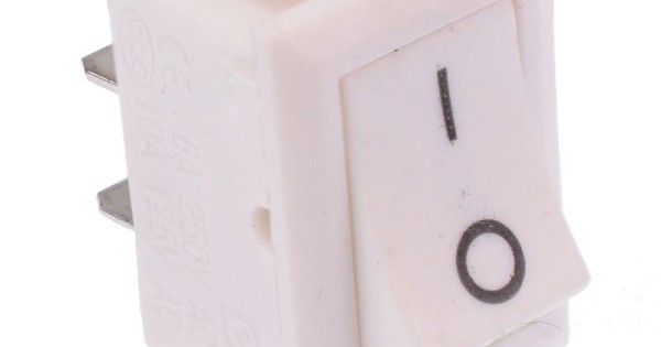 White On-Off Rectangle Rocker Switch SPST 6A 250VAC