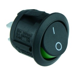 Green Round Visi On Rocker Switch SPST R13-112A2-02