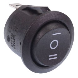 On-Off-On Black Round 20mm Rocker Switch SPDT