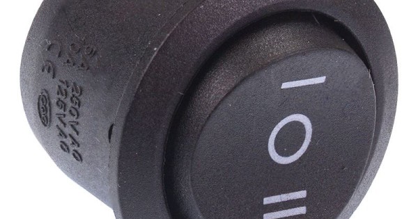 On-Off-On Black Round 20mm Rocker Switch SPDT