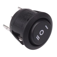On-Off-On Black Round Rocker Switch SPDT R13-112D-02 On-Off-On Black Round Rocker Switch SPDT R13-112D-02