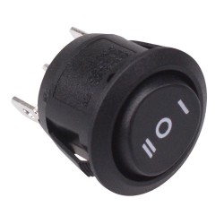 On-Off-On Black Round Rocker Switch SPDT R13-112D-02