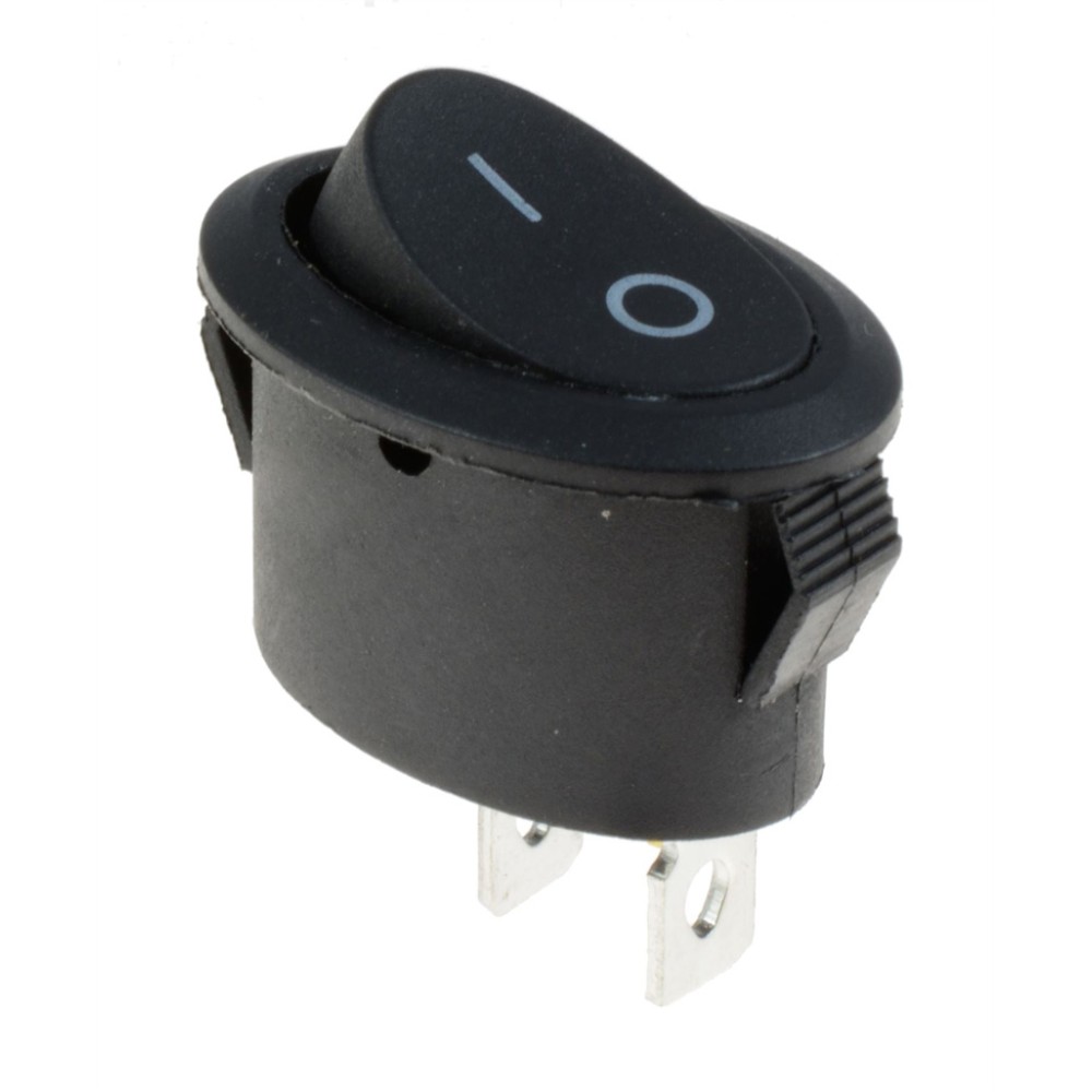 Oval Black On-Off Rocker Switch SPST 6A 250VAC