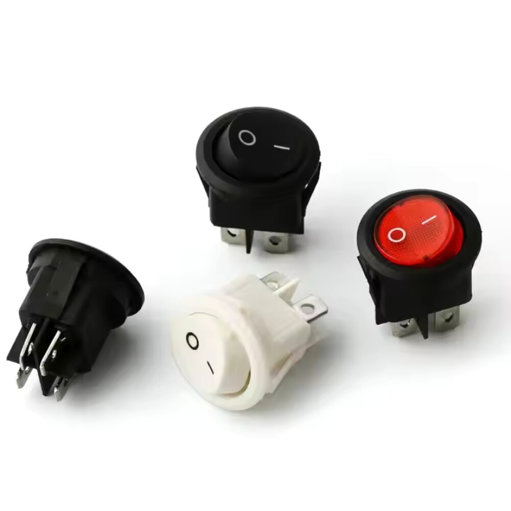 Threaded Round Rocker Switch Round Rocker Switches 16A 250V 4PIN 2POSITION KCD1-224 ON-OFF Red SPDT ...