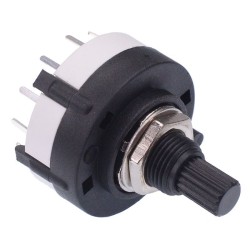 2 Pole 6 Way Rotary Switch Splined Shaft PCB Terminals