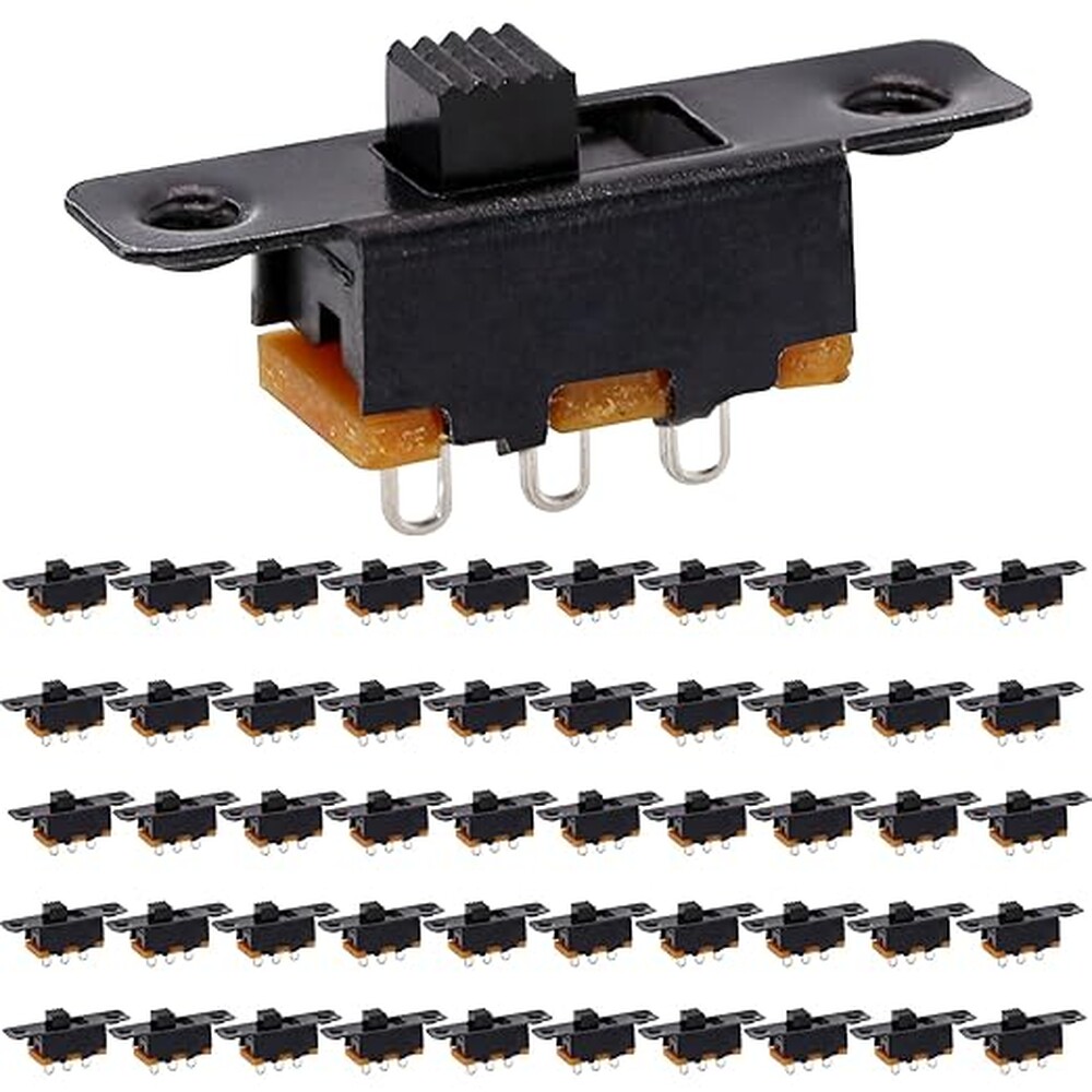 SS Mini 6 Solder Lug Pins 3 Position Double Pole Double Throw 2P2T PCB Panel Mount Slide Switch