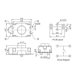 3*4*2.0/2.5MM Micro switch buttons 4Pin patch Tactile switches 3*4*2.0/2.5MM Micro switch buttons 4Pin patch Tactile switches
