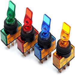 12V DC 20A Two Position ON/Off 3P SPST Illuminated Toggle Switches of 4 (Mix Color) 12V DC 20A Two Position ON/Off 3P SPST Illuminated Toggle Switches of 4 (Mix Color)