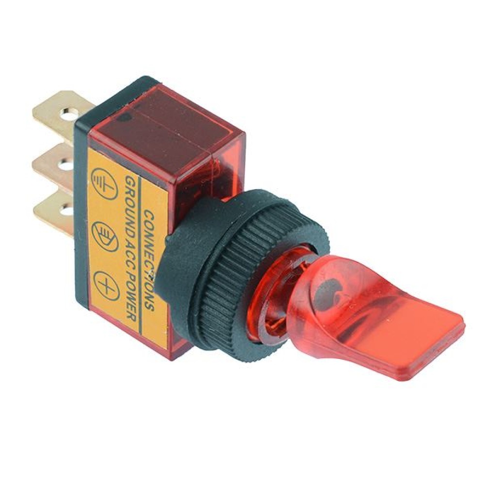 12V Red illuminated On-Off Toggle Switch SPST