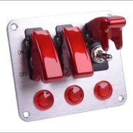 3 Red LED Toggle Switch / Indicator Automotive Switch Panel Missile Cover R18-P3A 3 Red LED Toggle Switch / Indicator Automotive Switch Panel Missile Cover R18-P3A