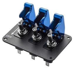 Illuminated Toggle Switches Panel Universal Car 12V Ignition Switch 3 Row Blue Plating Cover Anodized Surface Panel