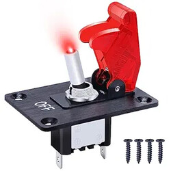 Illuminated Toggle Switches Panel with 12V 20A Heavy Duty Racing Car Automative Auto SPST ON/Off Red LED Light 3Pin Blue Waterproof Safety Cover