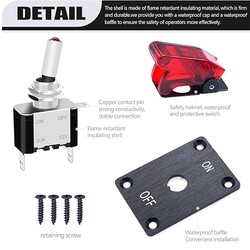 Illuminated Toggle Switches Panel with 12V 20A Heavy Duty Racing Car Automative Auto SPST ON/Off Red LED Light 3Pin Blue Waterproof Safety Cover